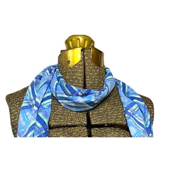 Blue Fashion Plaid Scarf 62" Lightweight Rectangle - Picture 2 of 4